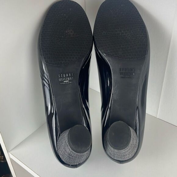 Stuart Weitzman Patent Leather Rounded Toe Jute Wrapped Heel Pumps 10 M - Picture 6 of 12